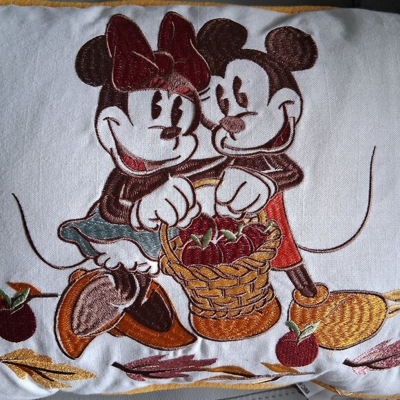 Disney Mickey & Minnie Mouse Ivory Fall Harvest Throw Pillow - Picture 3 of 10